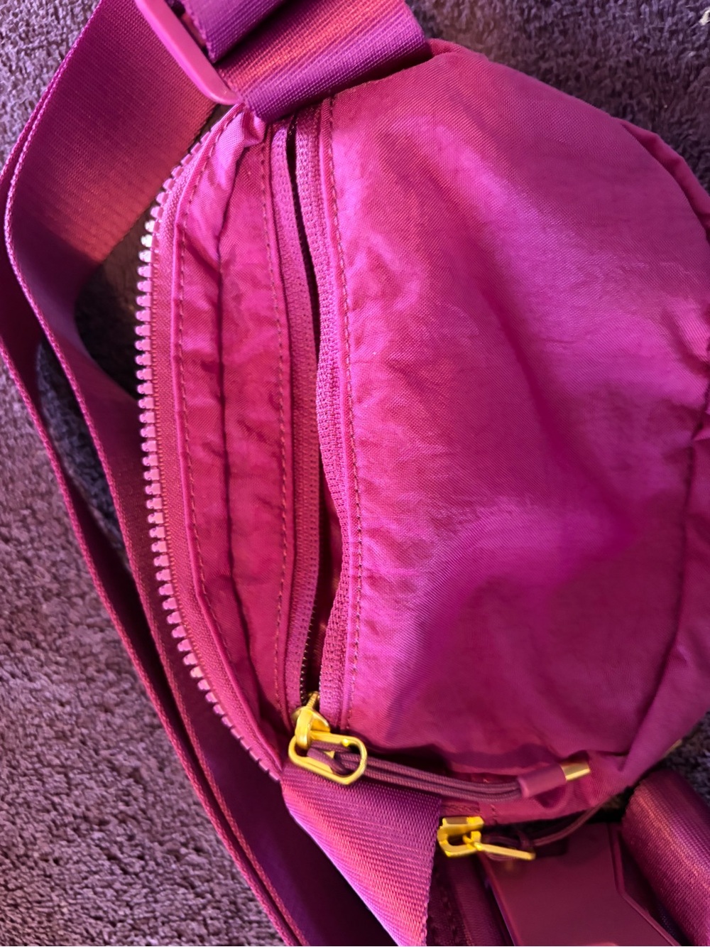 Nike Hot Pink Crossbody Waist Bag with Gold Swoosh - Picture 2 of 3